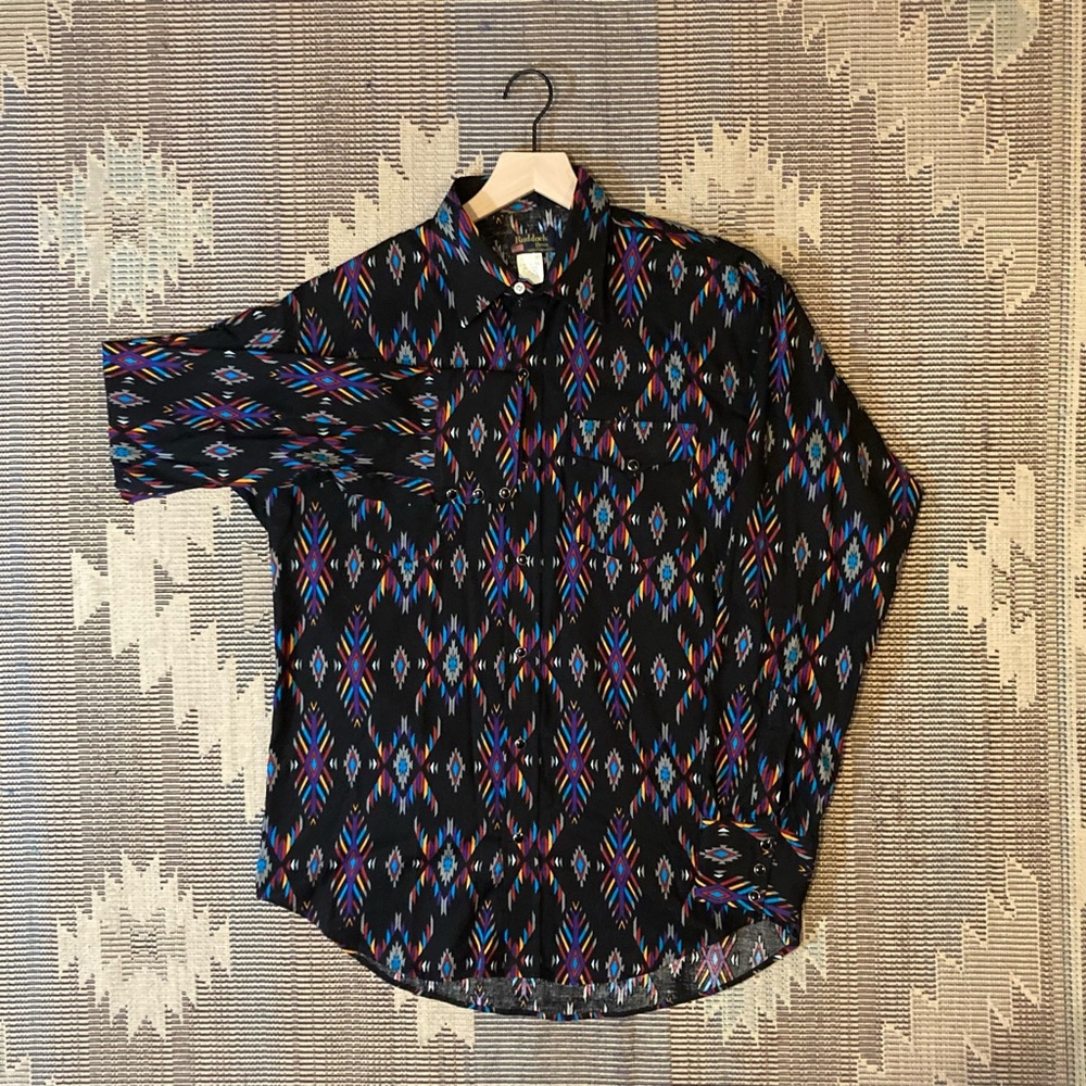 Ruddock Bros‎ Western Aztec Pearl Snap Button Down Rodeo Shirt